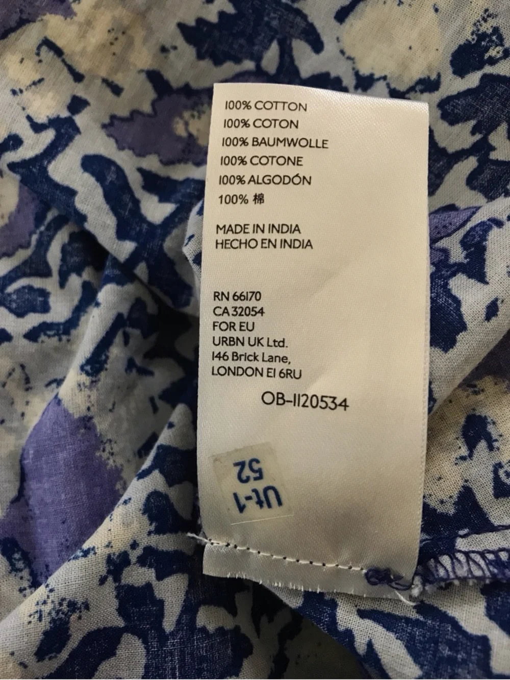 Free Peo­ple Blue & Grey Floral Blouse Relaxed Flowy